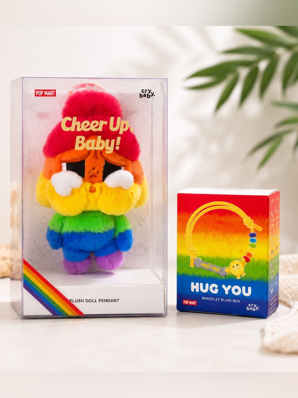 POP MART CRYBABY Cheer Up Baby Plush Pendant + Hug You Bracelet Set Blind Box